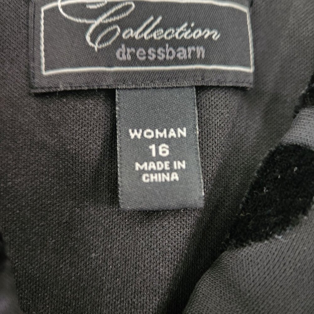 Black Velvet Brocade Burnout Asymmetrical Hem Dress - Worn once! Sz 16 - Picture 3 of 5